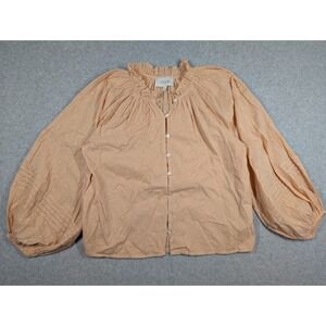 Cleobella Women Top Small Blouson Sleeve Pleated‎ Neck Cottagecore Peasant